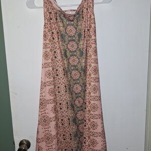 Chic Bohemian Maxi Dress in Pink and Gray